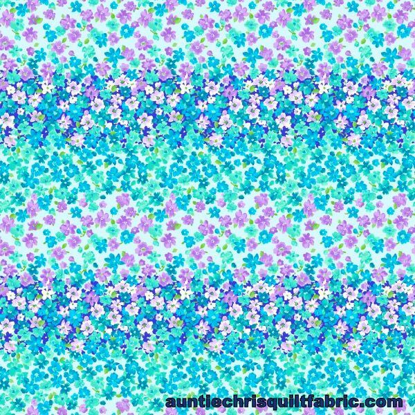 Cotton Quilt Fabric Keepsake Calico Floral Stripes Teal Blue - product images  of 