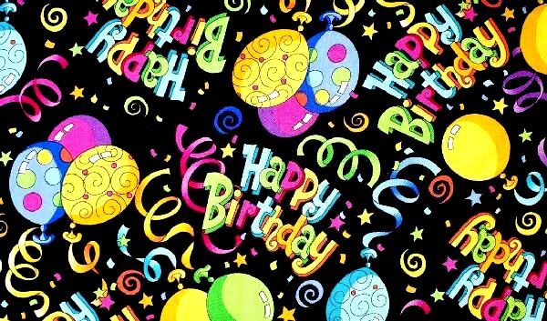 Cotton Quilt Fabric HAPPY BIRTHDAY Celebration Party Balloons Confetti  - product images  of 