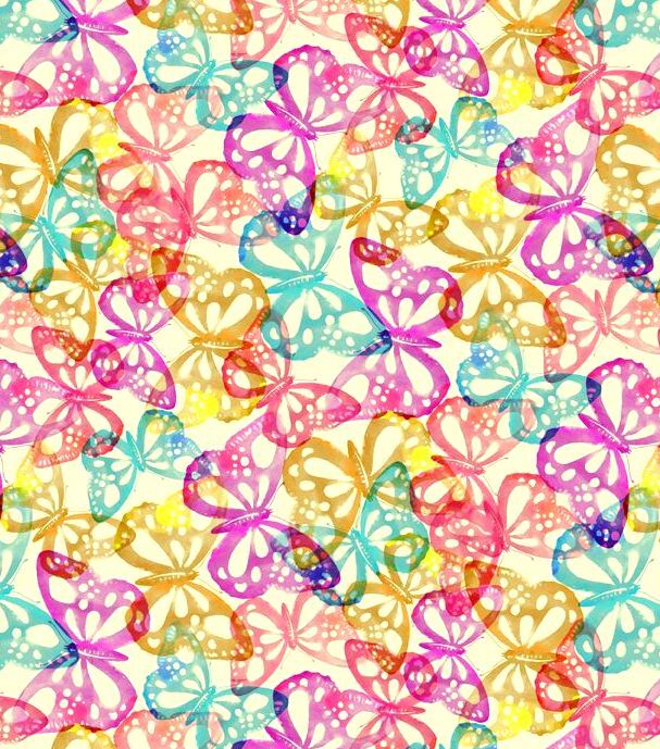 Cotton Quilt Fabric Packed Butterfly Stamps Cream Multi - product images  of 