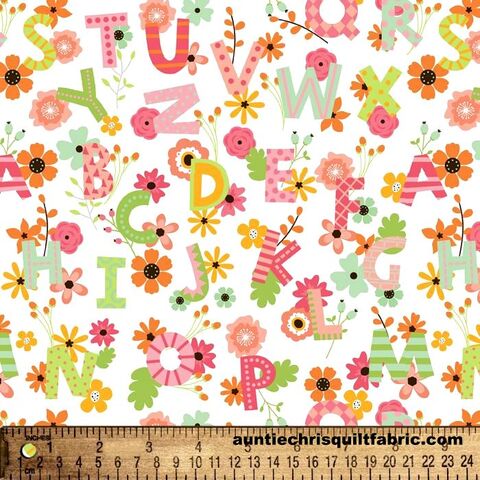 Cotton,Quilt,Fabric,Quality,Flannel,SPRING,ALPHABET,FLORAL,White,Multi,,quilt backing, dresses, quilt fabric,cotton material,auntie chris quilt,sewing,crafts,quilting,online fabric,sale fabric