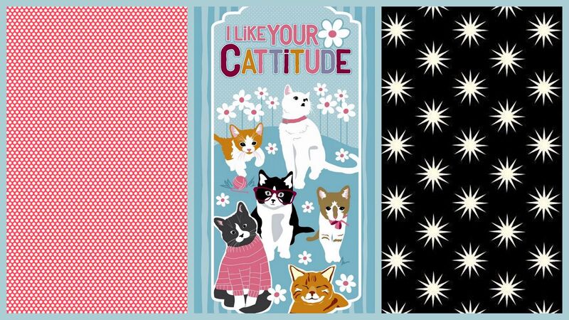 Cattitude Easy Panel Quilt Kit Beginners Wall Quilt Cats Kittens - product images  of 