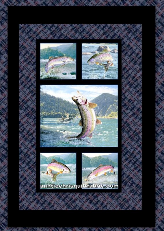 Easy Fabric Panel Quilt Kit Tight Lines Trout Scenic Wildlife - product images  of 