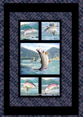 Easy,Fabric,Panel,Quilt,Kit,Tight,Lines,Trout,Scenic,Wildlife,kit,quilt fabric,cotton material,auntie chris quilt,sewing,crafts,quilting,online fabric,sale fabric