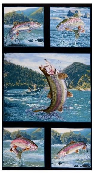 Easy Fabric Panel Quilt Kit Tight Lines Trout Scenic Wildlife - product images  of 
