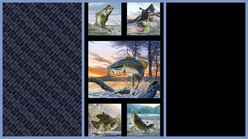 Easy Fabric Panel Quilt Kit Tight Lines Bass Fishing Scenic Wildlife - product images  of 