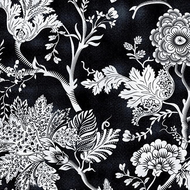 Cotton Quilt Fabric Large Exotic Floral Black - product image