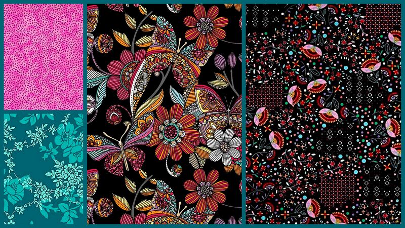 Cotton Quilt Fabric Rainbow Garden Butterflies 2 Yard Bundle  - product images  of 
