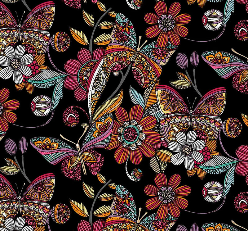 Cotton Quilt Fabric Rainbow Garden Butterflies 2 Yard Bundle  - product images  of 