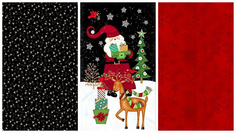 Easy Fabric Panel Quilt Kit Holly Jolly Christmas Santa Claus Christmas Kit  - product images  of 