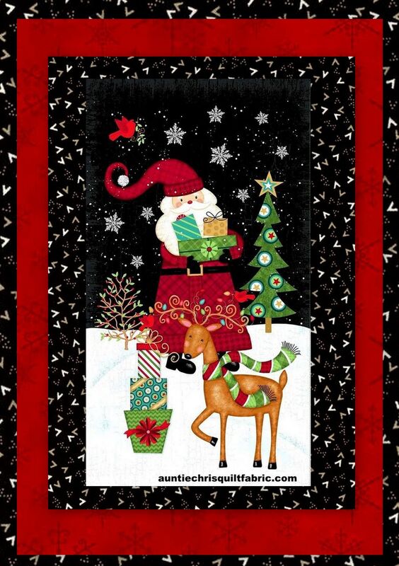 Easy Fabric Panel Quilt Kit Holly Jolly Christmas Santa Claus Christmas Kit  - product images  of 