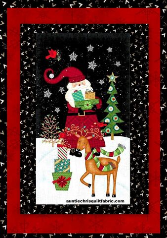 Easy,Fabric,Panel,Quilt,Kit,Holly,Jolly,Christmas,Santa,Claus,kit,quilt fabric,cotton material,auntie chris quilt,sewing,crafts,quilting,online fabric,sale fabric
