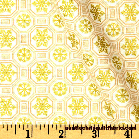 Cotton Quilt Fabric Christmas Ornamental Splendor Geo Snowflakes - product images  of 