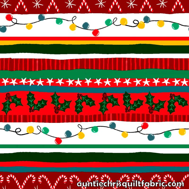 Cotton Quilt Fabric Christmas Holiday Tinsel Stripe Multi - product images  of 