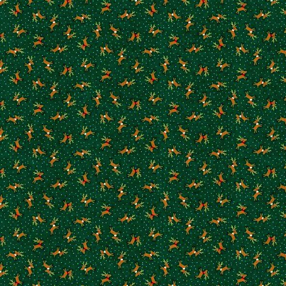 Cotton Quilt Fabric Christmas 3 Wishes Reindeer Toss Pine Multi - product images  of 