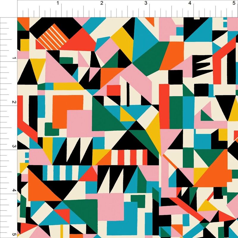 Cotton Quilt Fabric Art Haus Stotzi Geo Multi Pop Art - product images  of 