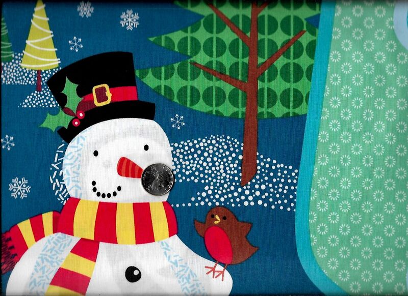 Cotton Quilt Fabric Frosty Christmas Large Stocking 4 Small Stocking/ Gift Card Holders 2 Tags - product images  of 