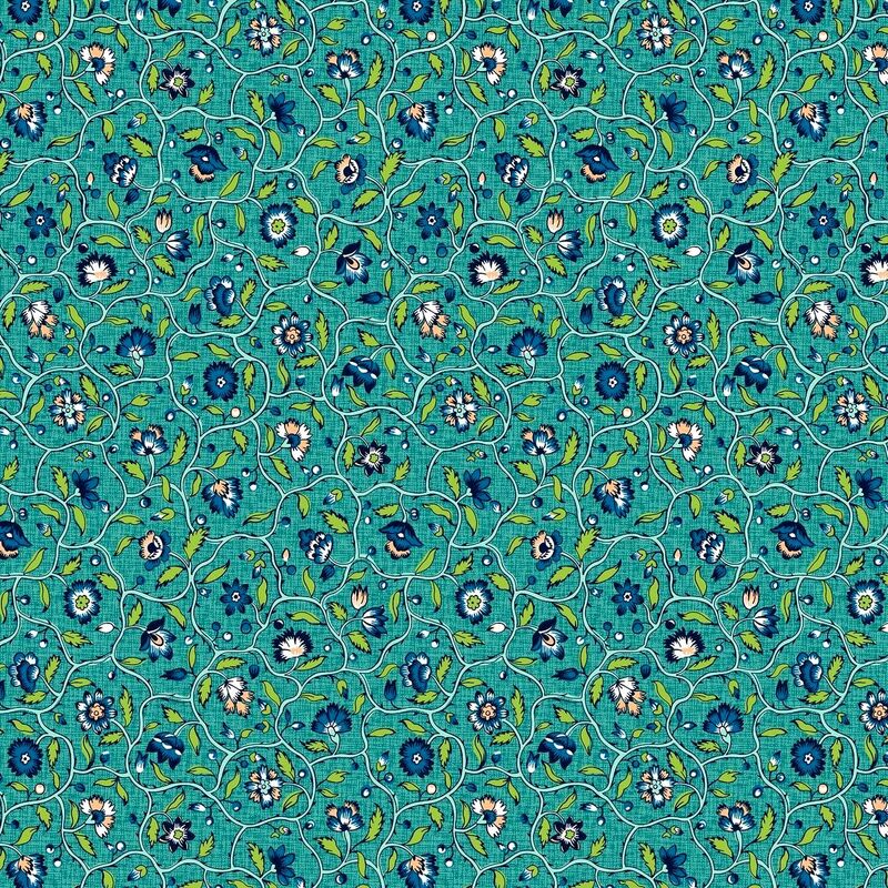 Cotton Quilt Fabric In Full Bloom Ramble Atlantis Blue - product images  of 