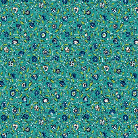 Cotton,Quilt,Fabric,In,Full,Bloom,Ramble,Atlantis,Blue,,quilt backing, dresses, quilt fabric,cotton material,auntie chris quilt,sewing,crafts,quilting,online fabric,sale fabric
