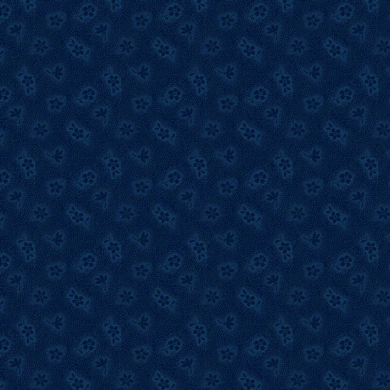 Cotton Quilt Fabric In Full Bloom Sachet Dk Navy Blue - product images  of 