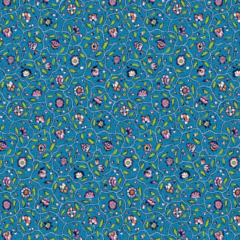Cotton Quilt Fabric In Full Bloom Ramble Azure Blue - product images  of 