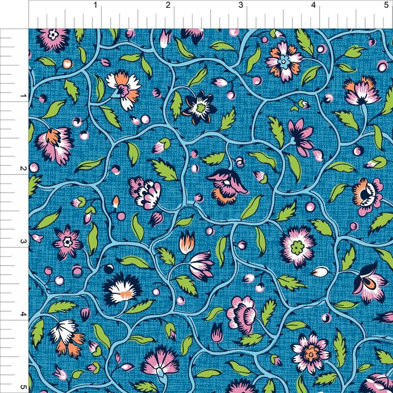 Cotton Quilt Fabric In Full Bloom Ramble Azure Blue - product images  of 