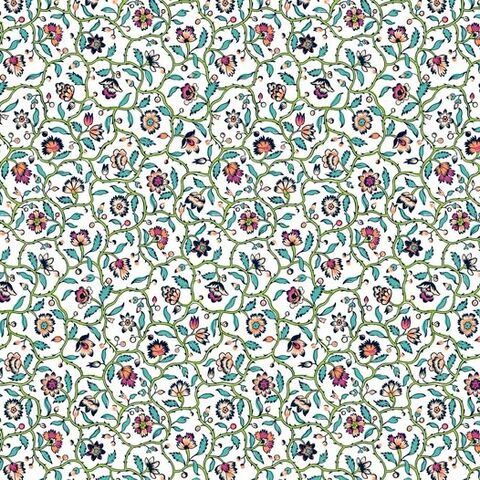 Cotton,Quilt,Fabric,In,Full,Bloom,Ramble,White,Multi,,quilt backing, dresses, quilt fabric,cotton material,auntie chris quilt,sewing,crafts,quilting,online fabric,sale fabric