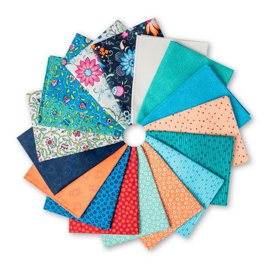 Cotton Quilt Fabric In Full Bloom Ramble Azure Blue - product images  of 