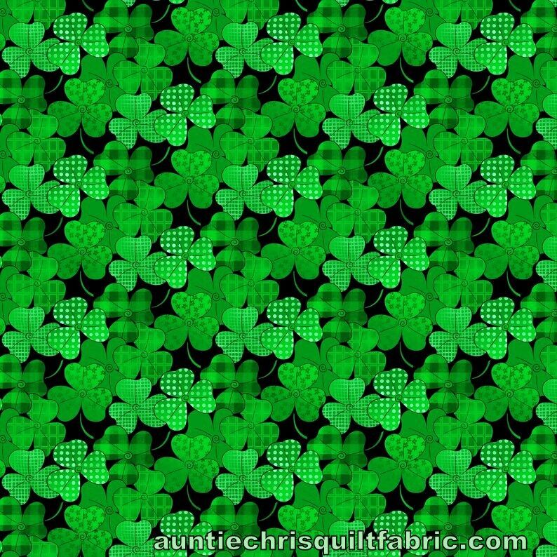 Fat Quarter Shop Cotton Fabric Pre Cut Fat Quarters  For Luck Clover Packed St. Patrick's Day - product image