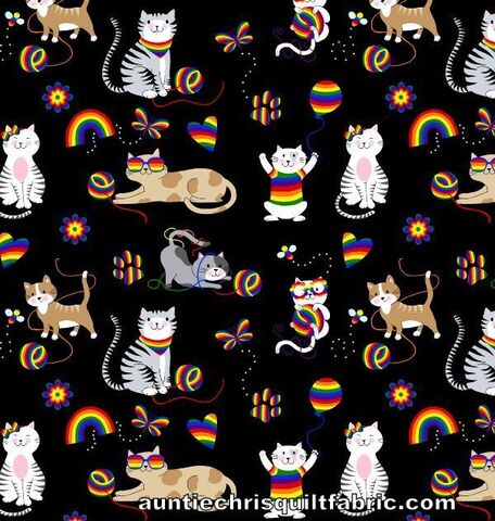 Fat,Quarter,Shop,Cotton,Fabric,Pre,Cut,Quarters,Bow,,Wow,,Meow,Playtime,Kitty,Black,,quilt backing, dresses, quilt fabric,cotton material,auntie chris quilt,sewing,crafts,quilting,online fabric,sale fabric