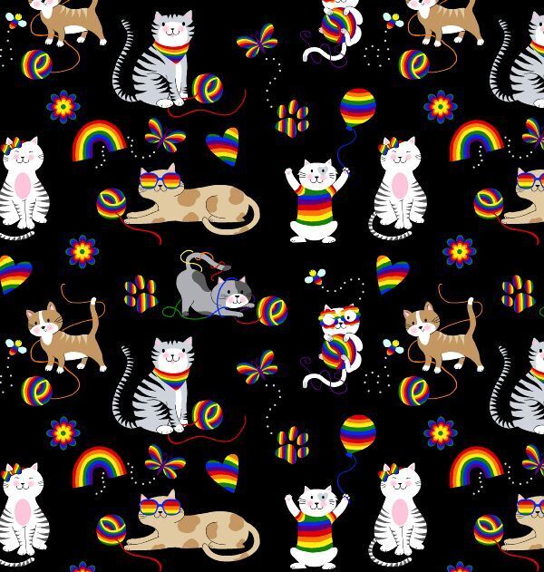 Fat Quarter Shop Cotton Fabric Pre Cut Fat Quarters Bow, Wow, Meow Playtime Kitty Black - product images  of 