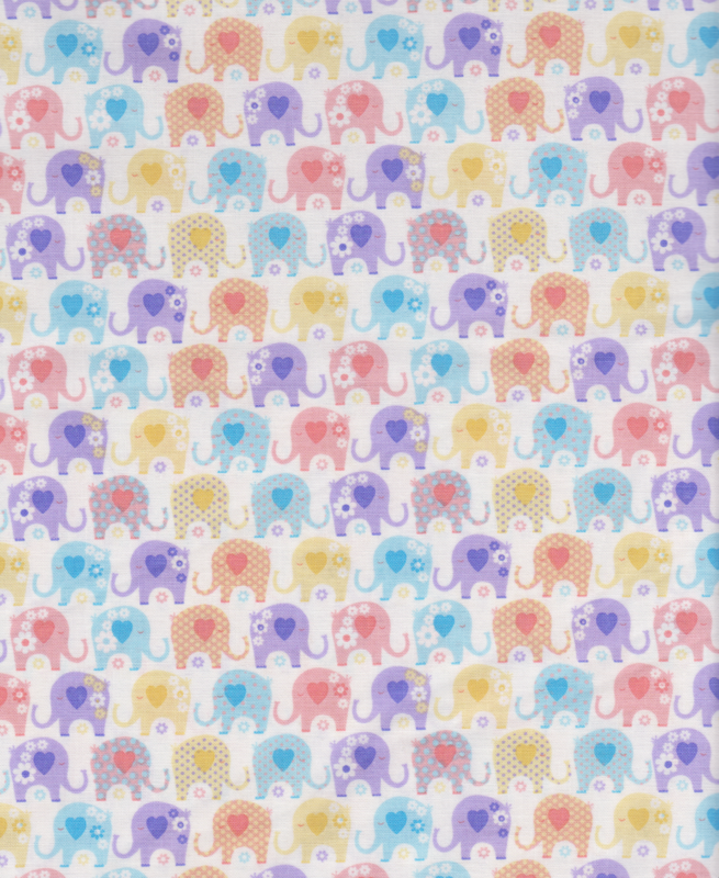 Fat Quarter Shop Cotton Fabric Pre Cut Fat Quarters Nursery Elephants White Multi - product images  of 