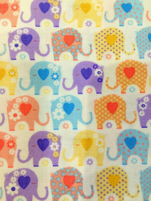 Fat Quarter Shop Cotton Fabric Pre Cut Fat Quarters Nursery Elephants White Multi - product images  of 