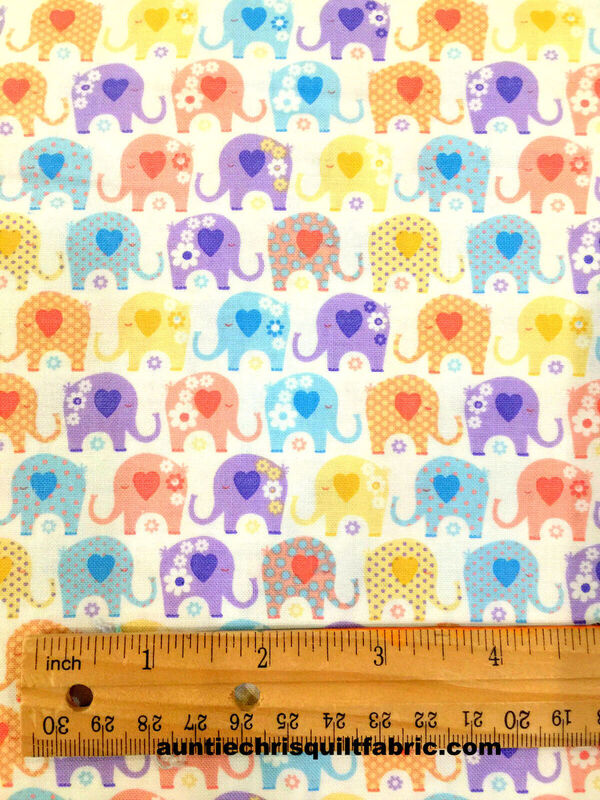 Fat Quarter Shop Cotton Fabric Pre Cut Fat Quarters Nursery Elephants White Multi - product images  of 