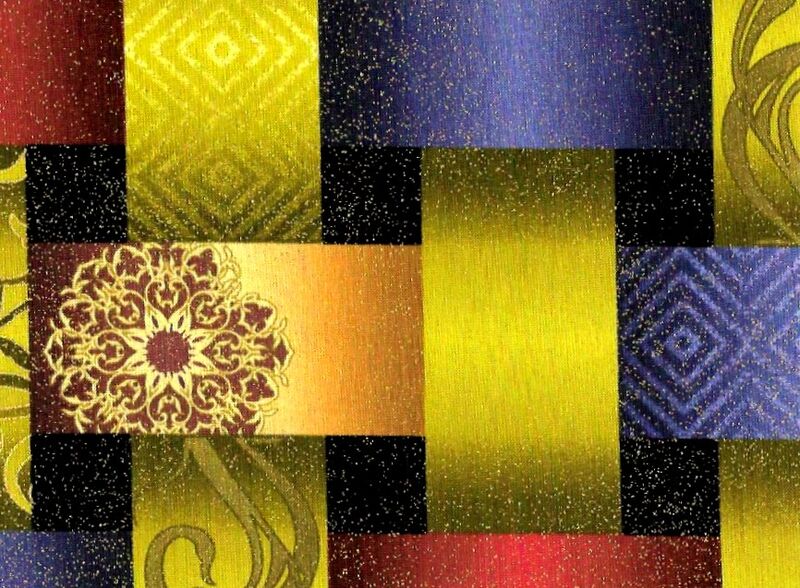 Cotton Quilt Fabric EBI Reflections Earth Tone Ribbons Olive Rust Black Gold - product images  of 