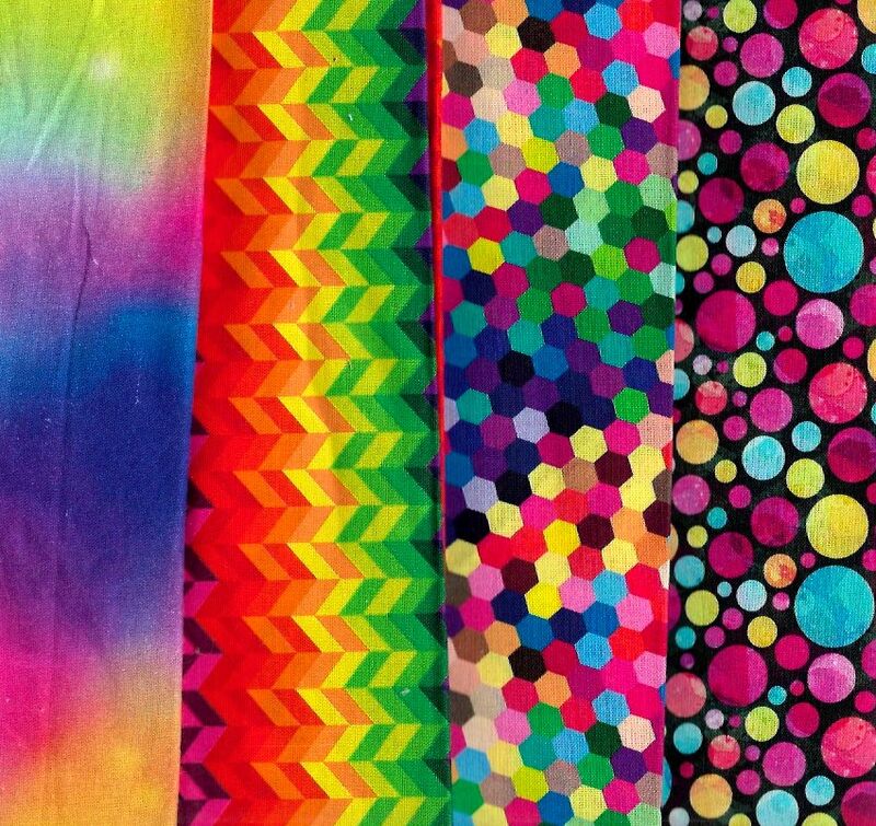 Cotton Quilt Fabric FS Fabric Shapes 10" Squares Multi Bright - product images  of 
