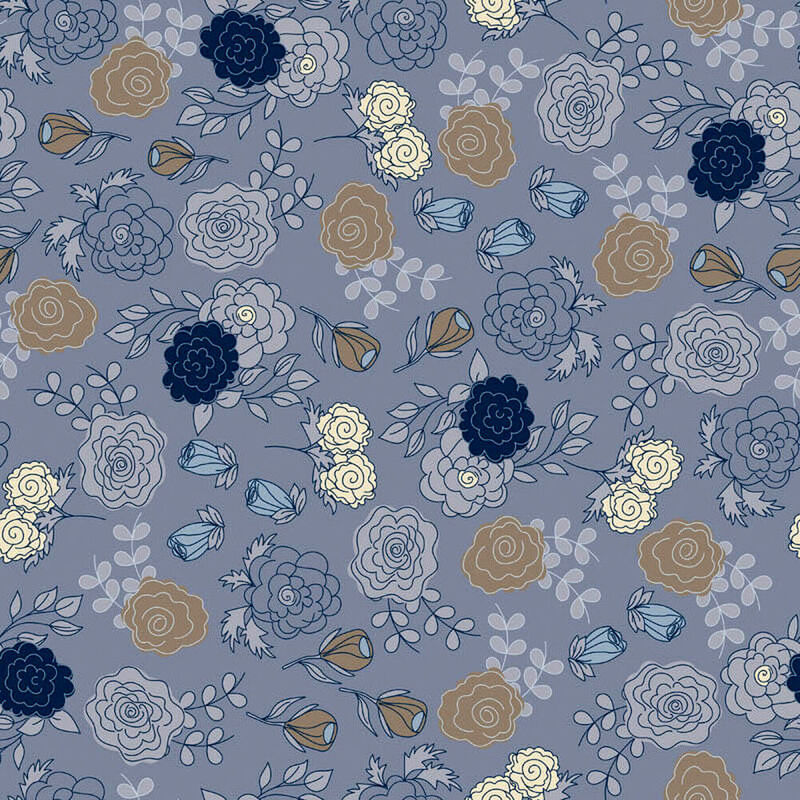 Good Buy Cotton Quilt Fabric Robert Drive Morning Laughter BLUE - product images  of 