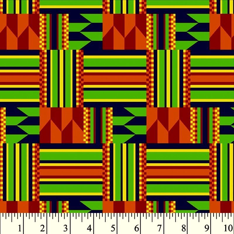 Fat Quarter Shop Cotton Fabric Pre Cut Fat Quarters African Continent Kente Grid Metallic - product image