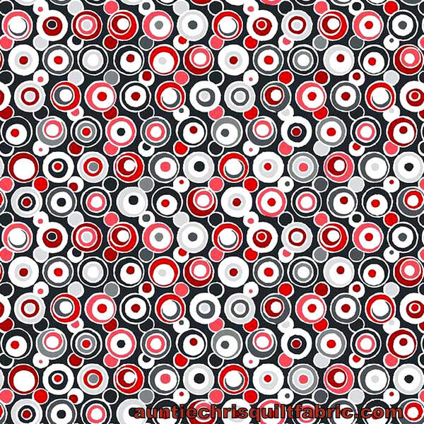 Good Buy Cotton Quilt Fabric Let It Snow Bubbles Red White Black Dots  - product image