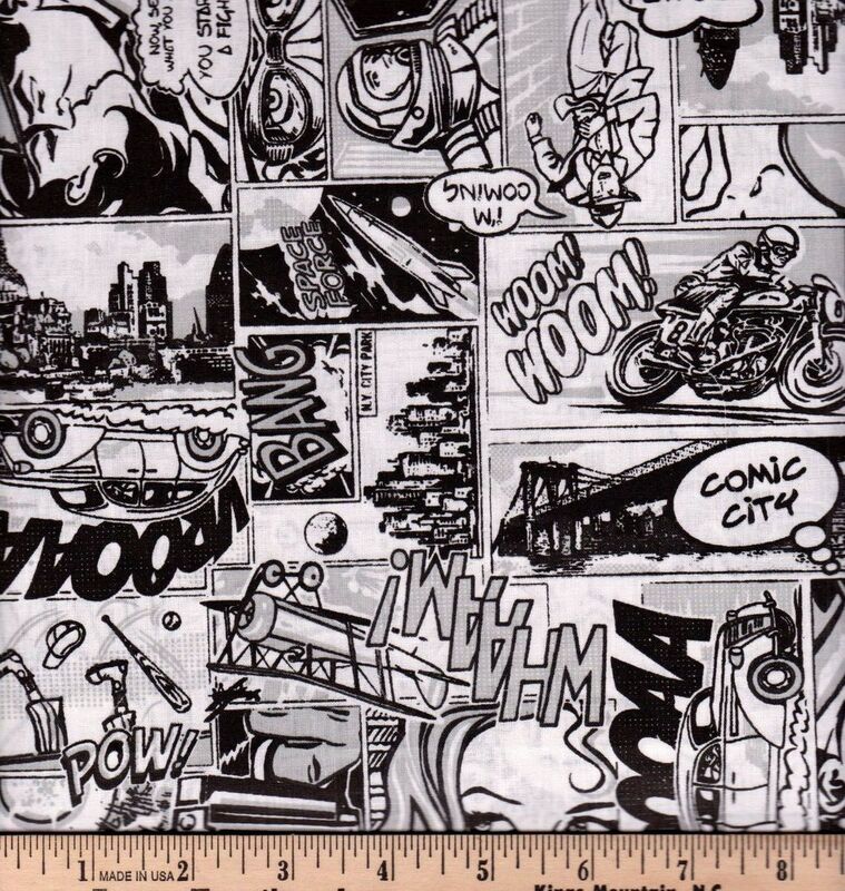 Fat Quarter Shop Cotton Fabric Pre Cut Fat Quarters Comic Book City Retro - product images  of 