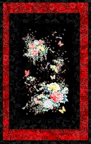 Easy,Fabric,Panel,Quilt,Kit,Niwa,Asian,Floral,Dragonfly,Butterfly,Wall,kit,quilt fabric,cotton material,auntie chris quilt,sewing,crafts,quilting,online fabric,sale fabric