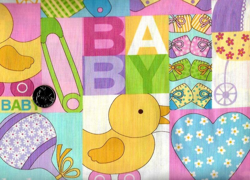 Cotton Quilt Fabric Baby Talk Baby Quilt Fabric Ducks Hearts Bears  - product images  of 