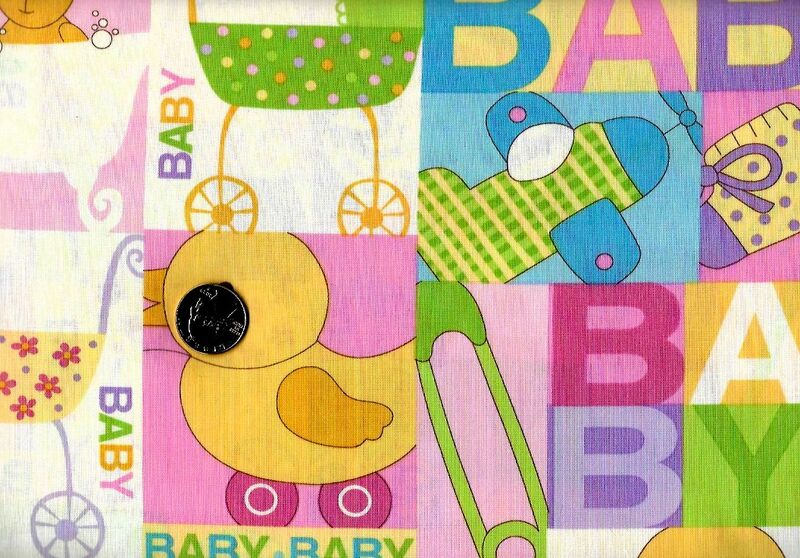 Cotton Quilt Fabric Baby Talk Baby Quilt Fabric Ducks Hearts Bears  - product images  of 
