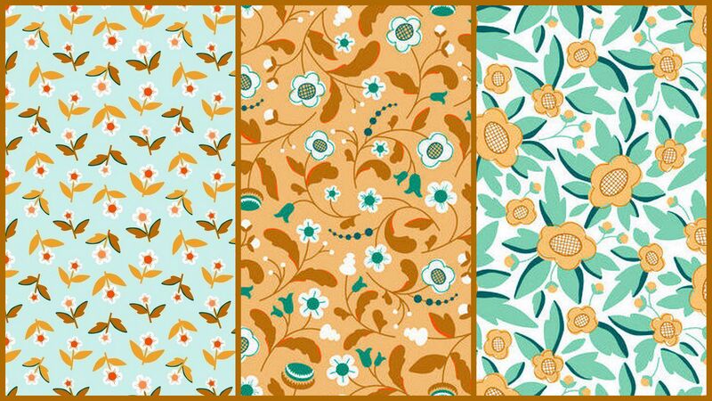Cotton Quilt Fabric Nordic Spring Warmness Art Deco Floral 3 yard Medley  - product images  of 