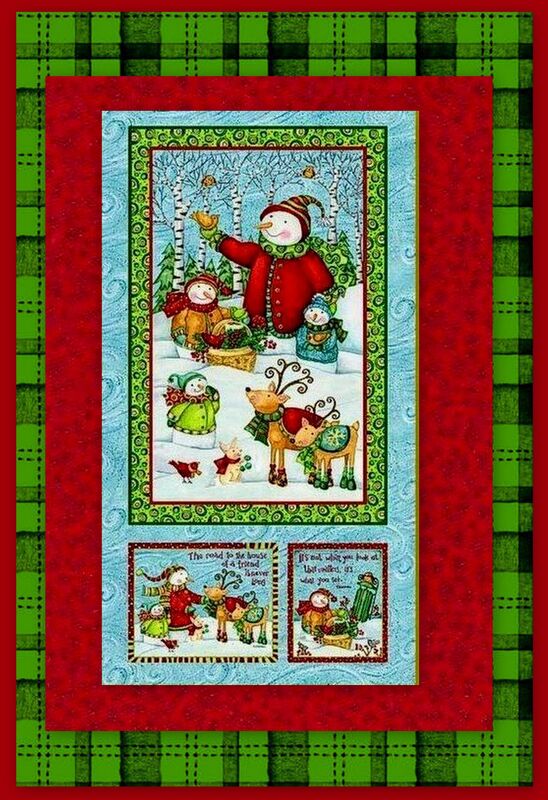 Easy Fabric Panel Quilt Kit Winter Woodland Christmas Snowman  - product images  of 