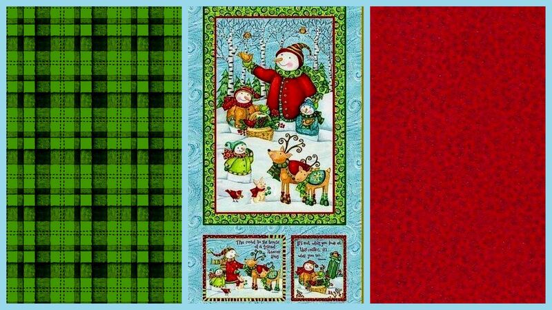 Easy Fabric Panel Quilt Kit Winter Woodland Christmas Snowman  - product images  of 
