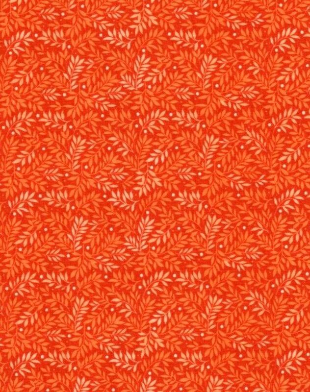 Cotton Quilt Fabric Fabri Quilt Bear Hugs Leaf Print Orange 11229441 - product images  of 
