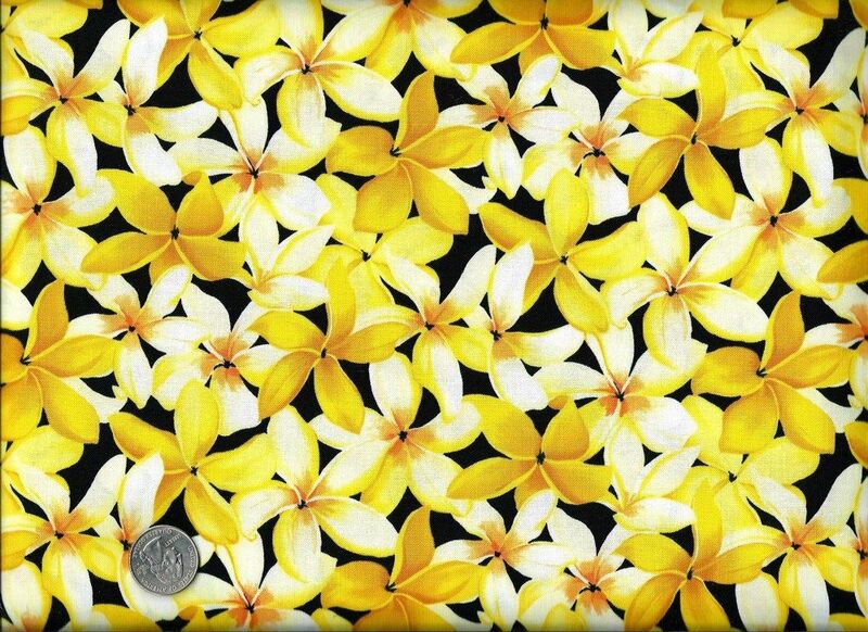 Fat Quarter Shop Cotton Fabric Pre Cut Fat Quarters Paradise Yellow Black Floral - product image