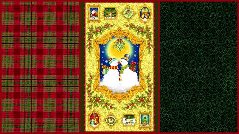 Easy Fabric Panel Quilt Kit Mistletoe Christmas Snowmen - product images  of 