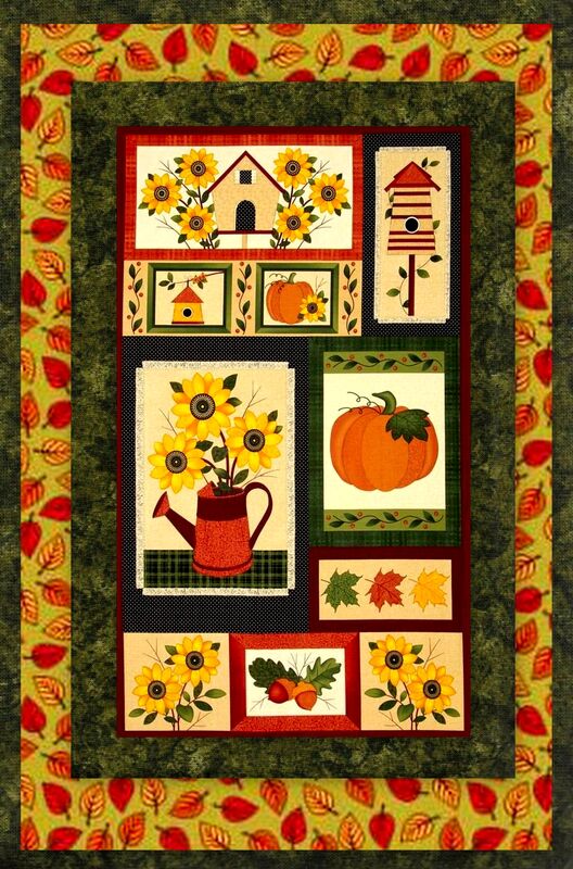 Easy Fabric Panel Quilt Kit Harvest Song Autumn Fall Panel Kit  - product images  of 