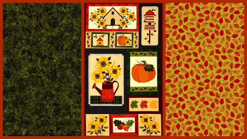 Easy Fabric Panel Quilt Kit Harvest Song Autumn Fall Panel Kit  - product images  of 
